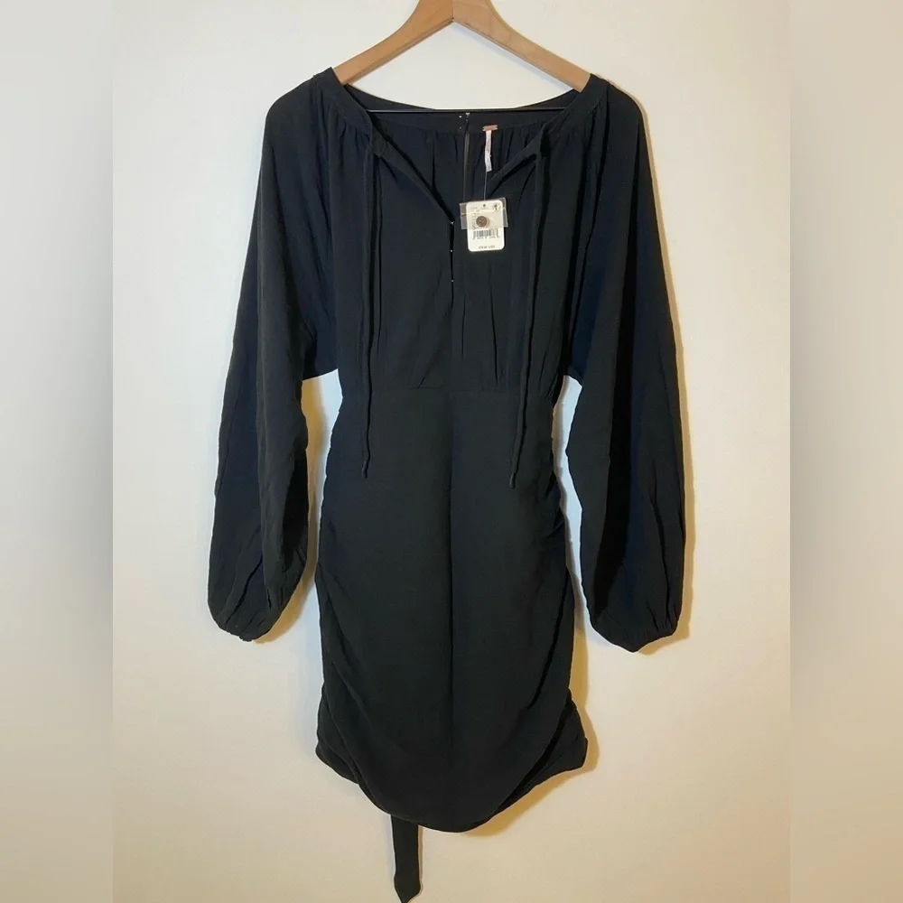 NWT FREE PEOPLE ENDLESS SUMMER Sz (S) THE ONLY ONE  BLACK  TIE BACK MINI DRESS